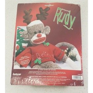 Janlynn Rudy 21" I Believe Reindeer Sock Monkey Kit & Adoption Papers #0465-66